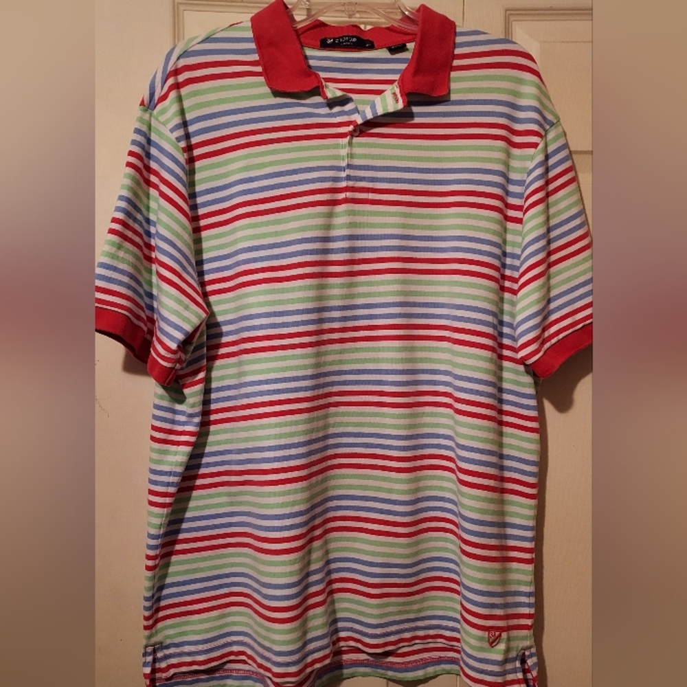 Daniel Cremieux Shirt Men XL Multicolor Stripe Casual Preppy Golf Polo Nautical